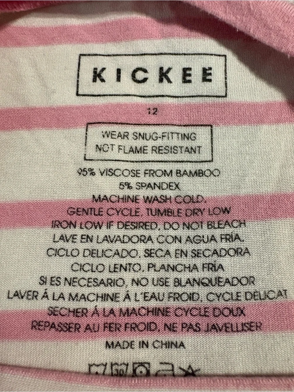 KicKee Pants Pink Stripe 2 Piece Bamboo Short-Sleeve Pajama Set Girl’s Size 12